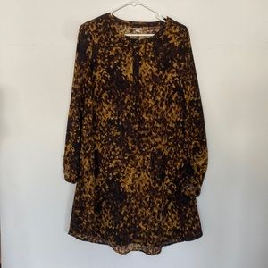 Cheetah print A-line long sleeve midi dress size M by Merona
